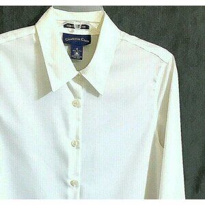 Charter Club Iron Free Button Down Business Formal White Shirt Blouse Junior 10?